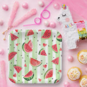 Assiettes En Carton Fruits de pastèque roux d'été à thème mignonne fil (Fête)