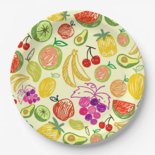 Assiettes En Carton Fruits d'été