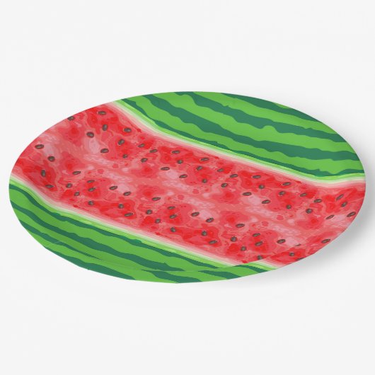 Assiettes En Carton Fruits d'été frais de pastèque (Angle)