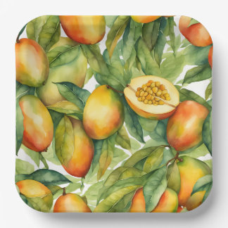 Assiettes En Carton Fruits et feuilles de mangue