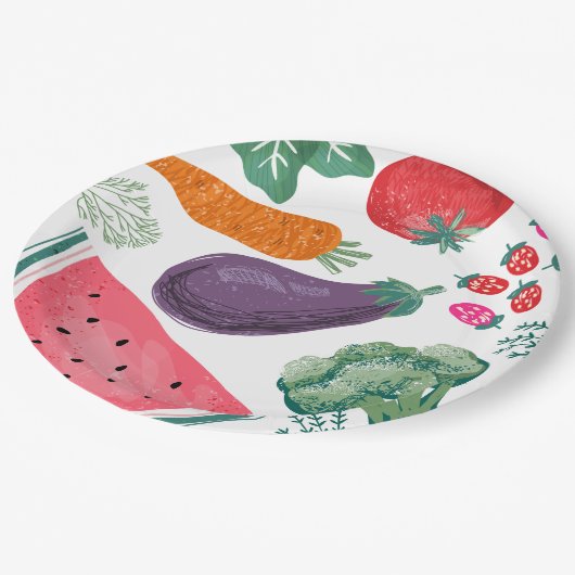 Assiettes En Carton Fruits et légumes cultivés localement Plaques en p (Angle)