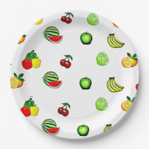 Assiettes En Carton Fruits et Légumes Graphiques Aliments-Fête Papie
