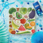 Assiettes En Carton Fruits Légumes Douche d'anniversaire (Fête)
