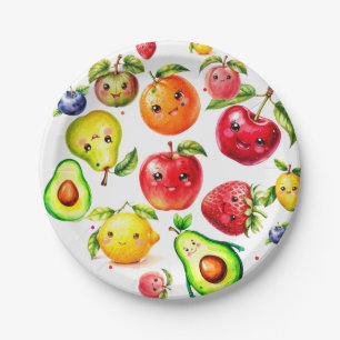 Assiettes En Carton Fruits mignons Fille Anniversaire
