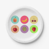 Assiettes En Carton Fruits pixés (Devant)