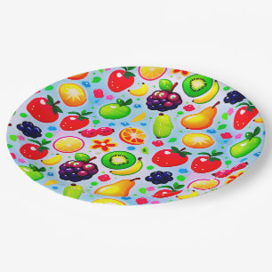 Assiettes En Carton Fruits Tropicaux Vibrants