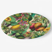 Assiettes En Carton Fruits verts et fleurs Jardin Retro Style (Angle)