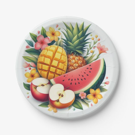 Assiettes En Carton "Fruity Fiesta : Plaques de papier en tranches de (Devant)
