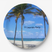 Assiettes En Carton Ft Lauderdale Floride Sand Beach & Palm Trees (Devant)