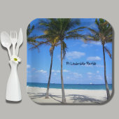Assiettes En Carton Ft Lauderdale Floride Sand Beach & Palm Trees