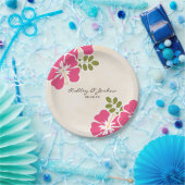 Assiettes En Carton Fuchsia Hibiscus Mariage hawaïen (Fête)