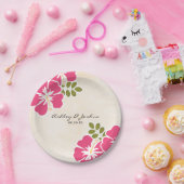 Assiettes En Carton Fuchsia Hibiscus Mariage hawaïen (Fête)