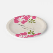 Assiettes En Carton Fuchsia Hibiscus Mariage hawaïen (Angle)
