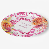 Assiettes En Carton Fuchsia Majolica carreaux orange dahlia modèle (Angle)