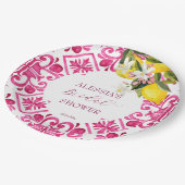 Assiettes En Carton Fuchsia Majolica magenta tuiles douche nuptiale (Angle)