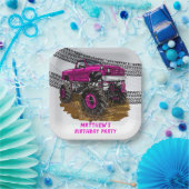 Assiettes En Carton Fuchsia Monster Truck Boy fête d'anniversaire (Fête)