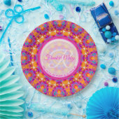 Assiettes En Carton Fuchsia Pink Orange Party Mandala Monogramme (Fête)
