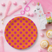 Assiettes En Carton Fuchsia pois orange (Fête)