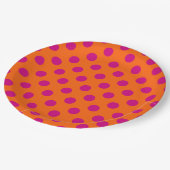 Assiettes En Carton Fuchsia pois orange (Angle)