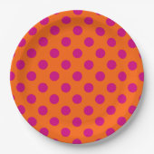 Assiettes En Carton Fuchsia pois orange (Devant)