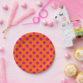 Assiettes En Carton Fuchsia pois orange (Fête)