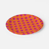 Assiettes En Carton Fuchsia pois orange (Angle)