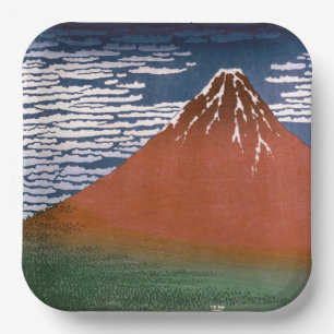 Assiettes En Carton Fuji rouge, Aka Fujiyama Volcan Katsushika Hokusai