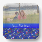 Assiettes En Carton Fun 100e fête d'anniversaire Monogramme personnali (Recto)