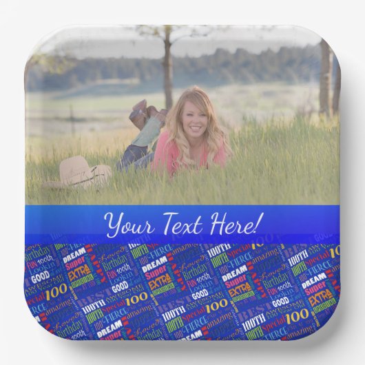 Assiettes En Carton Fun 100e fête d'anniversaire Monogramme personnali (Recto)