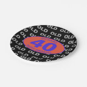 Assiettes En Carton Fun 40e anniversaire Editable Old Red Black (Angle)