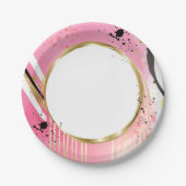 Assiettes En Carton Fun Abstrait Pink Gold Black Retro Party (Devant)