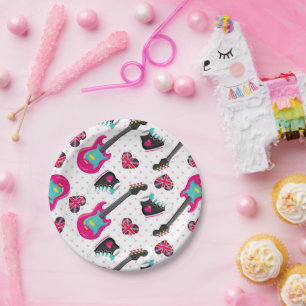 Assiettes En Carton Fun ado fille Rock star fête plaques papier