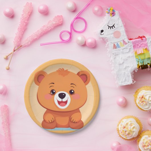 Assiettes En Carton Fun Bear Visage safari jungle sauvage Fête d'anniv (Fête)