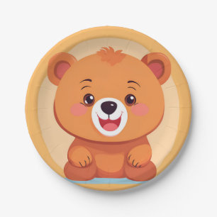 Assiettes En Carton Fun Bear Visage safari jungle sauvage Fête d'anniv