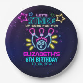 Assiettes En Carton Fun Bowling Neon  Birthday Girl (Devant)
