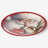 Assiettes En Carton Fun Cartoon Santa Claus Rudolph Dinner Plates (Angle)