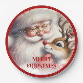 Assiettes En Carton Fun Cartoon Santa Claus Rudolph Dinner Plates (Devant)