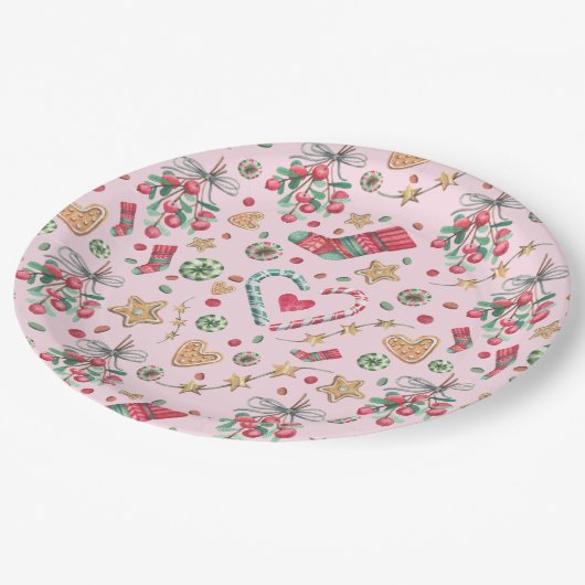 Assiettes En Carton Fun Christmas Cookies and Candies    (Angle)