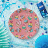 Assiettes En Carton Fun Cupcake Design Plaque de papier rond (Fête)