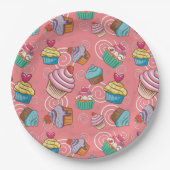 Assiettes En Carton Fun Cupcake Design Plaque de papier rond (Devant)