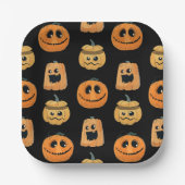 Assiettes En Carton Fun Cute Citrouille Motif Halloween Party (Recto)