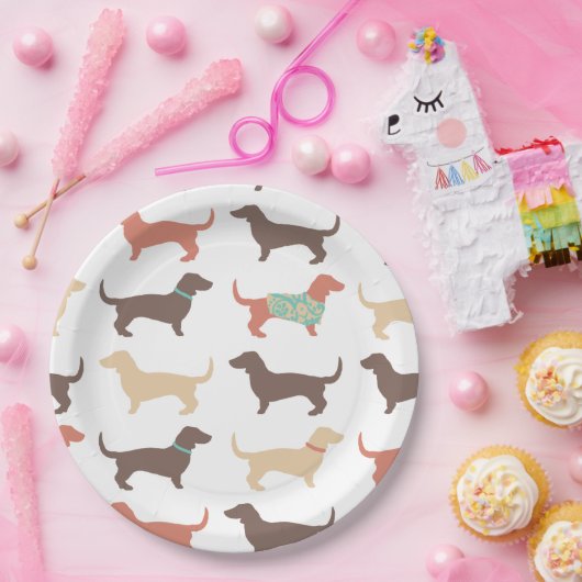 Assiettes En Carton Fun Dachshund Dog Motif (Fête)