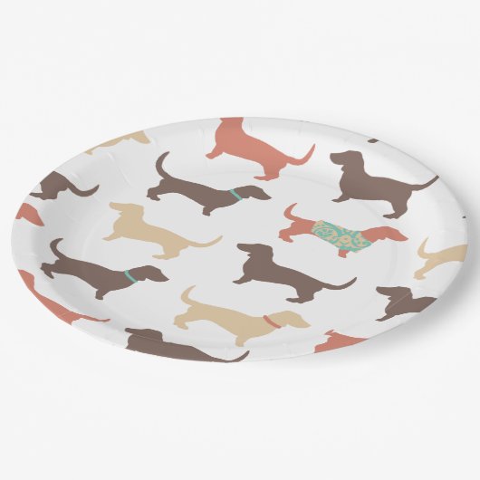 Assiettes En Carton Fun Dachshund Dog Motif (Angle)