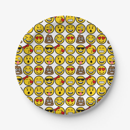 Assiettes En Carton Fun Emoji Motif Emotion Face (Devant)