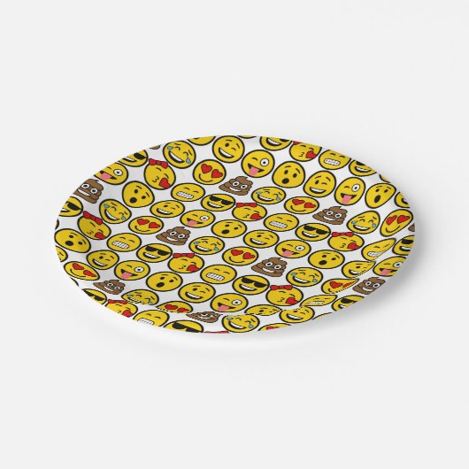 Assiettes En Carton Fun Emoji Motif Emotion Face (Angle)