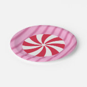 Assiettes En Carton Fun et Fancy rose Noël Peppermenthe bonbon (Angle)