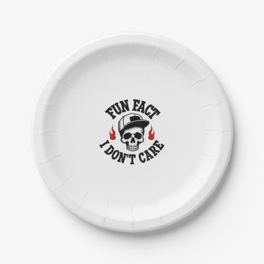 Assiettes En Carton Fun Fact I Don't Care Funny Skeleton Saying (2) (Devant)