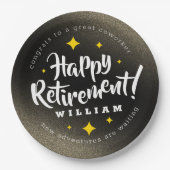 Assiettes En Carton Fun Gold Glitter Stars Retirement New Adventures (Devant)