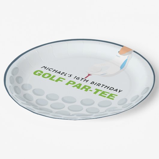 Assiettes En Carton Fun Golf à thème Anniversaire (Angle)