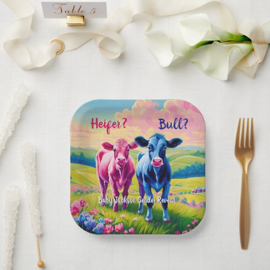 Assiettes En Carton Fun Heifer ou Bull Genre Revela (Mariage)
